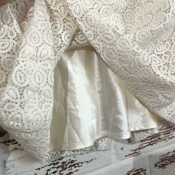 Vintage Pendleton Skirt Ivory Lace Straight Pencil Back Slit Lined Size 12p - Picture 3 of 9